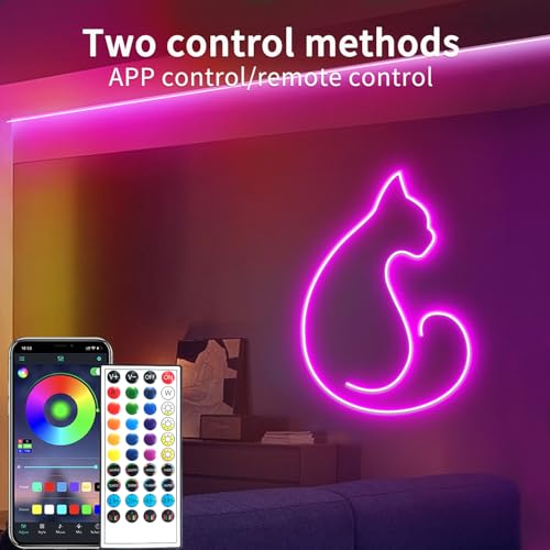 Image of 100FT RGB Neon Rope Lights,24V Neon Lights with Remote /APP Control | IP65 Waterproof Flexible RGB Neon LED Strip Lights for Bedroom Room DIY Decoration(2 Rolls of 50ft with Snap &Screws)