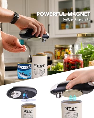 CIRCLE JOY Rechargeable Electric Can Opener, One-Touch Automatic Can Opening with Lid Remover & Smooth Edge Cutting, Food-Safe, Easy to Use for Seniors and Arthritis, Black White - Image 4