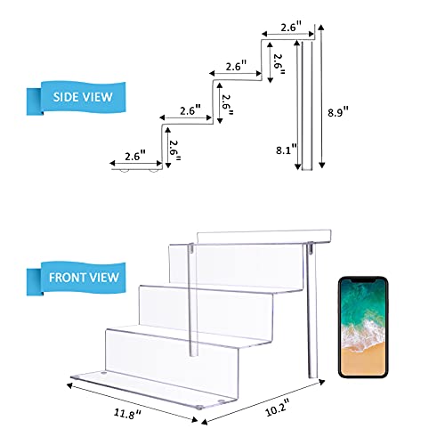 Weddingwish Acrylic Display Riser Stand 4 Steps Clear Display Stand Shelf For Collectibles Amiibo Pops Figures, Cupcakes, Perfumes Display Or Collection - 2 Pack #TOP5