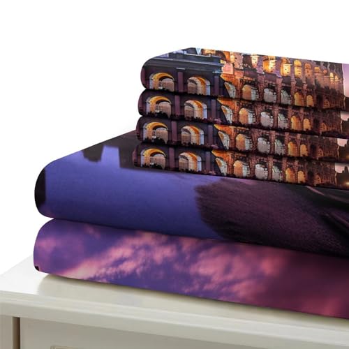 Housse de couette imprimé 3D Colisée en microfibre douce parure de lit 3 pièces King