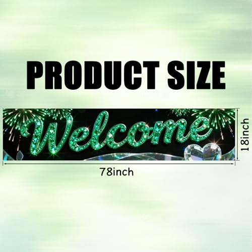 Image of Nuxovilar Welcome Home Banner Green Crystal Shine 17.7x78.7 Polyester