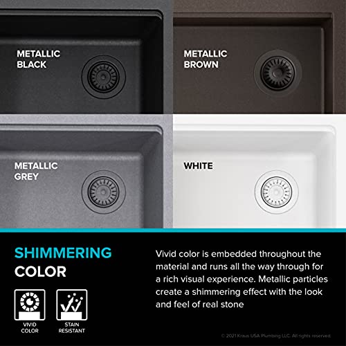 Kraus KGUW2-33MBL Bellucci 32 Inch Inch Drop In Workstation Granite Kitchen Sink In Metallic Black thumb #11