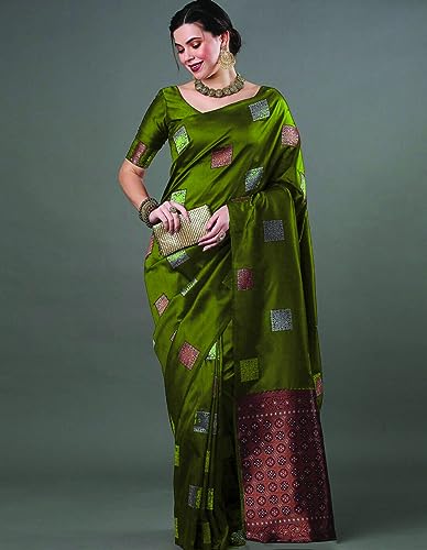 Image of Flosive Woven Kanjivaram Silk Saree With Border