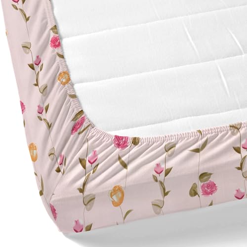 Image of Dreamscape Microfibre Wrinkle & Fade Resistant Fitted Bedsheet for King Bed, 140TC, 1 Fitted Bed Sheet (Size 72 x 78 inches + 12 inches Pocket) with 2 Pillow Covers, Pink
