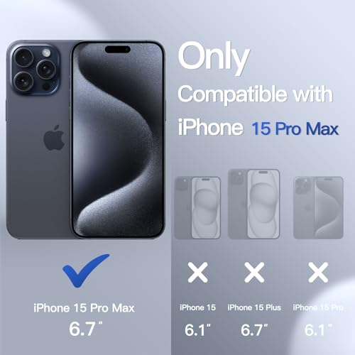 Image of JETech Matte Cover Case for iPhone 15 Pro Max 6.7-Inch, Shockproof Military Grade Drop Protection, Frosted Translucent Back Phone Cover, Anti-Fingerprint (Storm Blue)