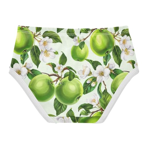 Joisal Flower Toddler Girls Underwear 2t Cotton Panties for Girl Green Apples White Flowers Undies Kids Briefs2