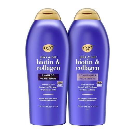 OGX Thick & Full + Biotin & Collagen Extra Strength Volumizing Shampoo + Conditioner with Vitamin B7 & Hydrolyzed Wheat Protein for Fine Hair, 25.4 oz Pack of 2