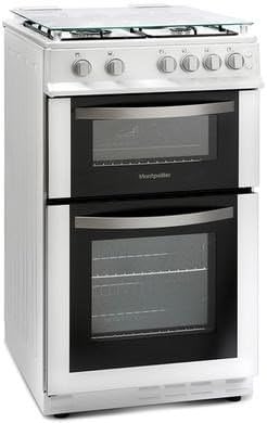 Montpellier Gas, Double Oven with Lid White, 50 cm - LPG Jets Included