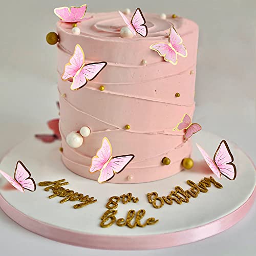 66 Pcs Butterfly Cupcake Toppers Birthday Party Decor,Pink Gold Cake Topper Picks Decor For Girls Women Wedding Birthday Party Baby Shower Party Wall Decoration #TOP5