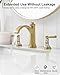 HEYMYTAP Brass Bathroom Waterfall Faucet, 4-16 Inch Brushed Gold Bathroom Faucet Widespread Bathroom Sink Faucet, 2 Handles Bathroom Faucets for Sink 3 Hole with Pop Up Drain, Water Hoses