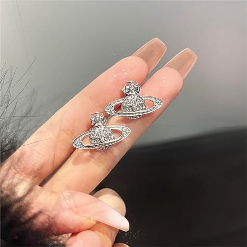 Saturn Earrings for Women Aesthetic Cubic Zircon Silver Saturn Planet Stud Earrings Fashionable Saturn Planet Pendant Earrings Classic Saturn Planet Gold Zircon Inlaid Saturn Earrings Jewelry Gift3