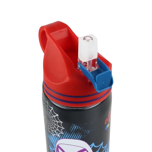 Image of Marvel Avengers Superhero Spiderman Stainless Steel SIngle Wall Sipper Water Bottle For Unisex Kids School And Travelling | 500 Ml | Black | AZ2059 (Go Web Go)