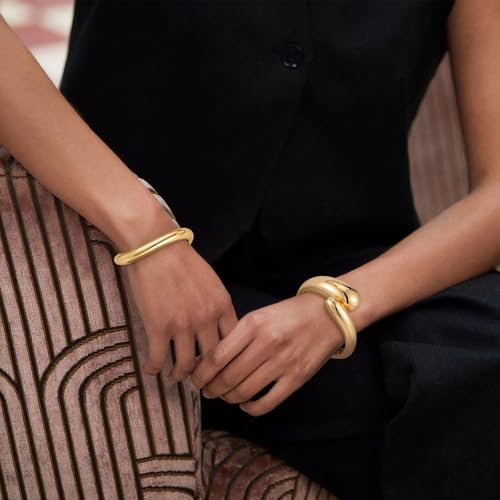 Brazaletes en oro para mujeres pulseras abiertas trenzadas ideales para eventos y diario 5