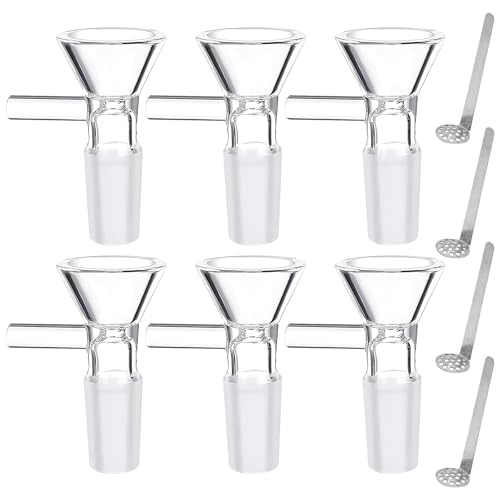 GmwyCzV 6 Stück Bong Kopf, 14mm Glasbong, Glaspfeife mit 4 PCS Bong Sieb Siebe 12mm, Bongkopf 14mm Schliff, Chillum, Bongs Zubehör, für Bongs Wasserpfeife Glasbong, Familien, Küche