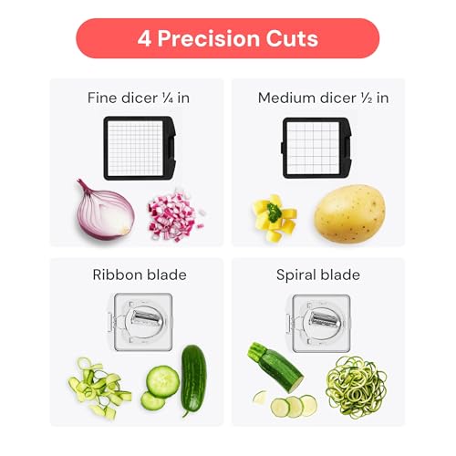 Fullstar The Original Pro Chopper - Vegetable Chopper and Spiralizer, Food Chopper with Container, Fruit Slicer, Kitchen Gadgets & Gifts, Home Essentials (4 in 1, Clear)