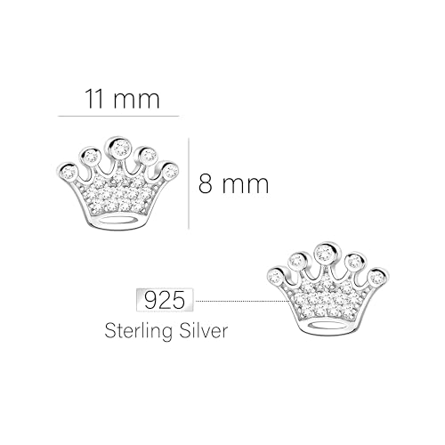 SOFIA MILANI - Solid 925 Sterling Silver Earrings for Women - Crown Stud Earrings - 202374