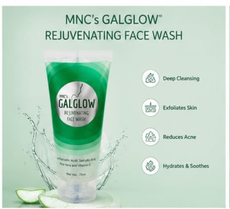 Image of GALGLOW Face Wash Brightening Cleanser Gel for Men & Women | Deep Cleansing Face Wash | Helps Reduce Acne & Excess Oil | Suitable for All Skin Types | Pack of 2, 75ml Each