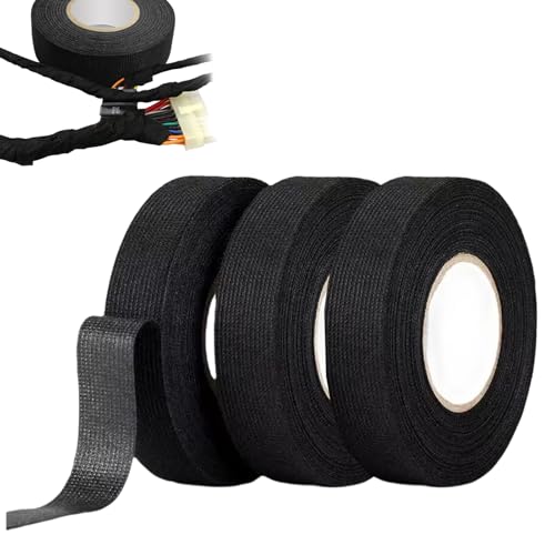 Eusupnova Cinta Tela Adhesiva Automotriz, 3 Pcs Cinta Aislante Cables Eléctricos, Aislante Térmica, Para Mazos Cables Automóviles, De Tejido Para Arnés De Cables Para Motocicleta Automóvil Y Hogar