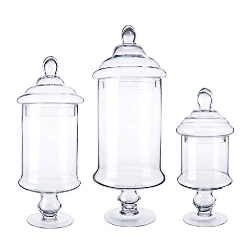 Diamond Star Apothecary Glass Candy Jar With Lids, Candy Buffet Display Elegant Storage Jars, Decorative Wedding Candy Canisters (Height: 12" Body: 6") #TOP6