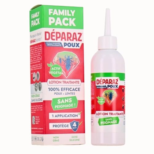 DÉPARAZ-POUX® Crystal – Lotion Anti-Poux et Lentes | Élimine Poux & Lentes Rapidement | Nouvelle Génération | 100% Efficace en 1 Application | Sans Peignage | FAMILY PACK |200mL