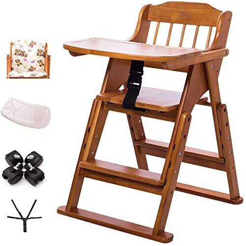 Folding Wooden with Cushion, Removable Tray, Perfect for Babies and Toddlers or as a Dining Chair, Support 130lbs