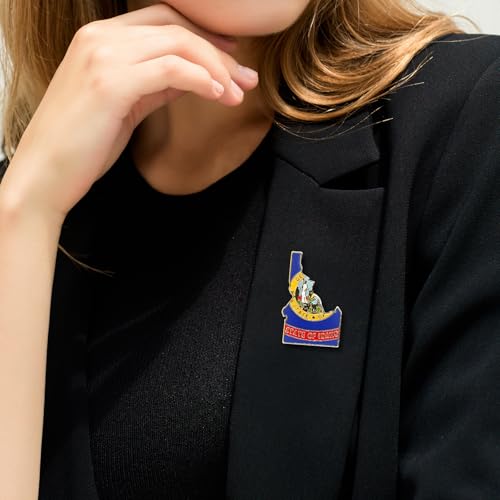 Image of State Shaped Map Lapel Metal Pin Enamel Brooch Keepsake Beautifully Designed for Backpack Hat