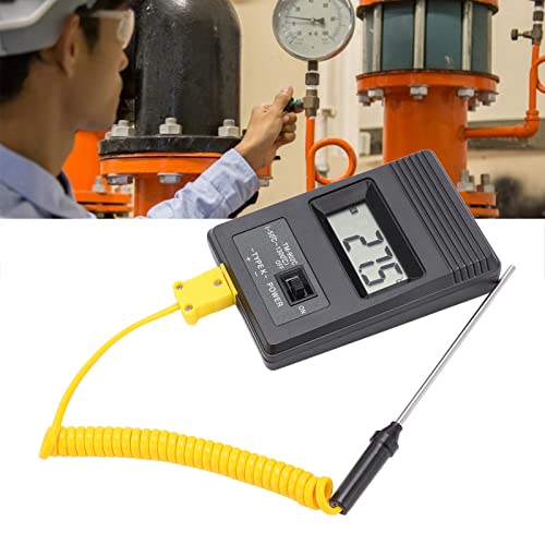 LCD Display Small Body Digital Thermometer Sensor with Standard K Type Plug -50 300? Gas and Liquid Temperature Measurement ABS Material for Industrial Use