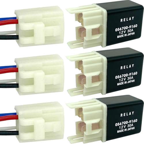 3-Pack 056700-9160 Relay with Sockets – 30A 12VDC 4-Pin SPST Automotive Relay – Compatible with Ford F-150, Chevy Silverado, Dodge Ram, Toyota Camry – Fixes A/C, Radiator Fan & Fuel Pump Issues