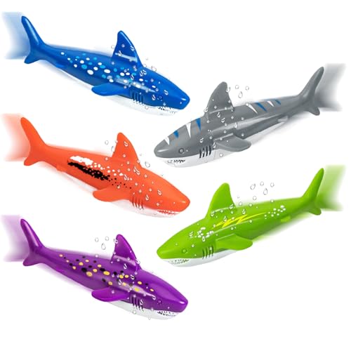 IHLOOTD Tauchspielzeug für Kinder Hai 5 Stück Pool Diving Toys, Swimming Pool Toys for Kids, Torpedo Pool-Spielzeug Wasser Wurf Torpedo für Tauchtraining Zubehör Kinder, Unterwasserspiel IHLOOTD Tauchspielzeug für Kinder Hai 5 Stück Pool Diving Toys, Swimming Pool Toys for Kids, Torpedo Pool-Spielzeug Wasser Wurf Torpedo für Tauchtraining Zubehör Kinder, Unterwasserspiel
