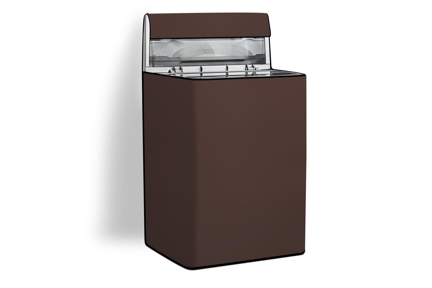 Stylista Fully Automatic Top Load Washing Machine Cover | Waterproof & Dustproof | Long-Lasting, Washable & Easy-Care Fabric | Inlet & Outlet Pipe Cut-Out Design, Coffee, Polyester, (66x66.x102 CM)
