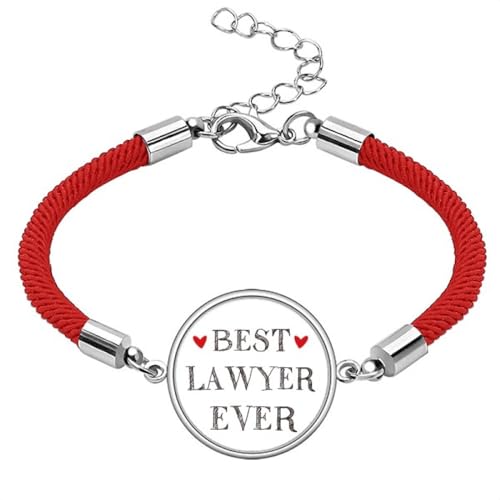 Pulsera de cuerda roja hecha a mano con cita de Best Lawyer Ever