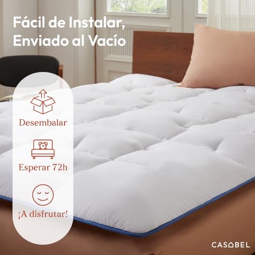 Miniatura 6 de Casabel Sobrecolchon 90x190 Cm, Topper Colchon Transpirable De Microfibra Acolchado 90x190, Ultra Suave, Lavable Y Antialergico, Protector Colchon Para Cama Y Sofa Cama