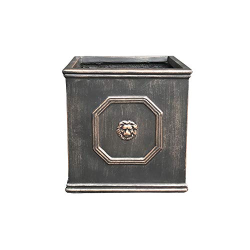 Kante Lightweight Classic Square English Style Lion Head Planter 12.6"X12.6"X12.6" Oil Rubbed Bronze #TOP24