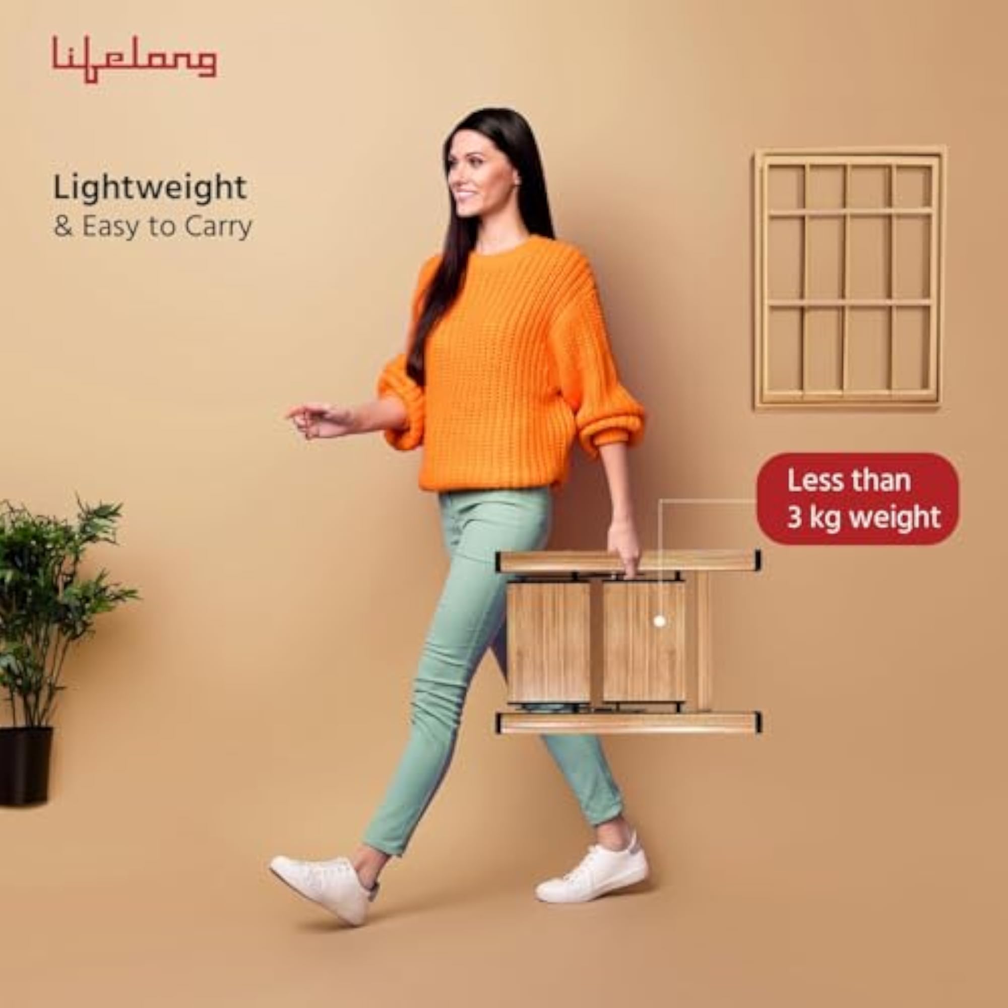 2 Steps Ladder for Home, Wooden Finish Coating