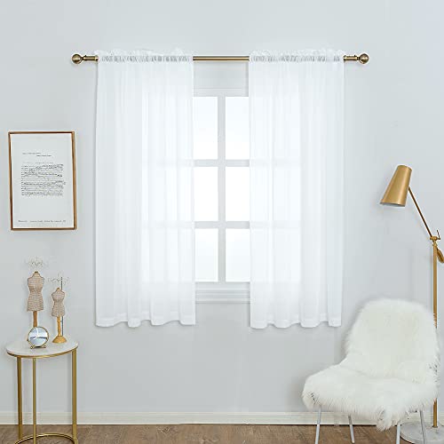 Voilage Sheer Curtain 2 Panneaux Semi-Transparent Mousseline pour Chambre Salon Fenêtre Cover