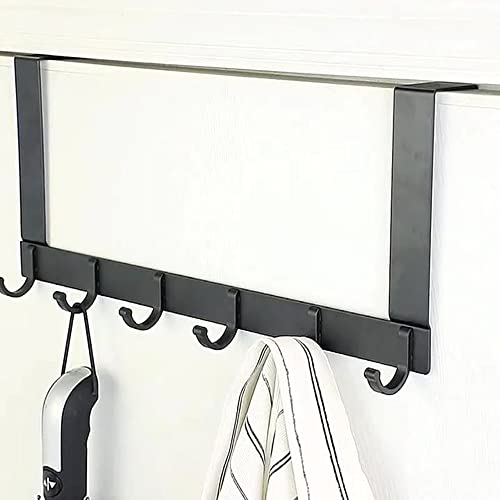 SystemsEleven Over Door Hooks Coat Hangers Over The Door Hooks Heavy Duty Door Hanger for Coats Robes Hats Clothes Towels Hanging Towel Rack Organizer (Black