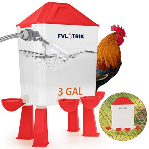 Fvlotrik 3 Gallon Automatic Chicken Waterer for Hands-Free Hydration Float-Controlled Chicken Watering System with Leak-Proof Design 2.75 Cups for All Poultry 60 Hose for 3/4 Connections
