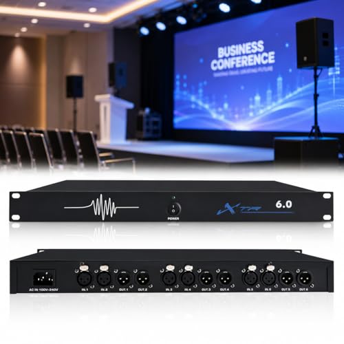 TsoLay Professional Feedback Suppressor, dispositivo anti-retroalimentación de micrófono 6in6out, alta fidelidad sonora, calidad de sonido clara, cambiador automático de frecuencia para presentaciones, conferencias y KTV miniatura 1