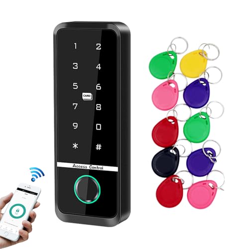 WiFi Access Control Keyboard Fingerprint Door Lock 125Khz EM+13.56Mhz MF RFID Card Reader Controler Keypad Intercom System,Smart Lock Electronic System Tuya App Control Waterproof IP67