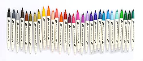 Pentel Brush Sign Pen Dual 30 Colors Set Fibre-Tip Pens With Two Flexible Writing Tips, Water-Based Ink, Assorted, (30 Pack) #TOP4