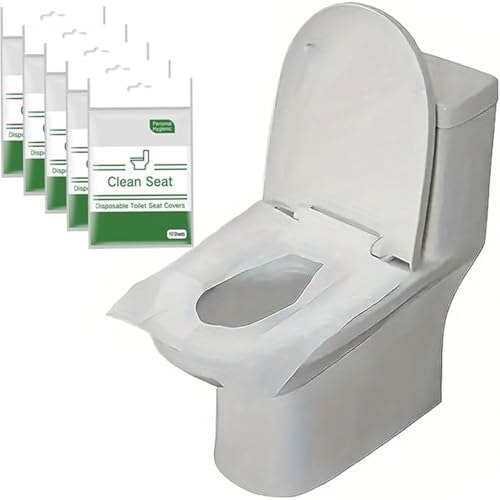 RODISHOMM 50 PCS Disposable Toilet Seat Covers, Flushable & Biodegradable, Universal Fit for Travel & Public Restrooms, Safe & Hygienic Material, Easy to Carry