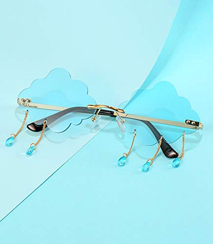 BOJOD Rimless Cute Sunglasses For Women Trendy Vintage Creative 90s Sunglasses Funny Cloud Shaped Disco Glasses 6