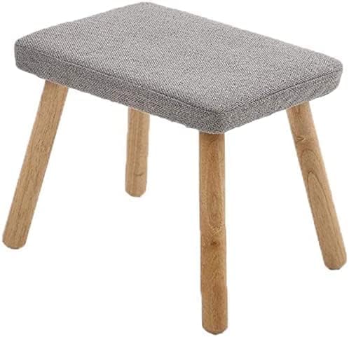 Tabouret repose-pieds de luxe en bois et tissu rembourré gris de grand format
