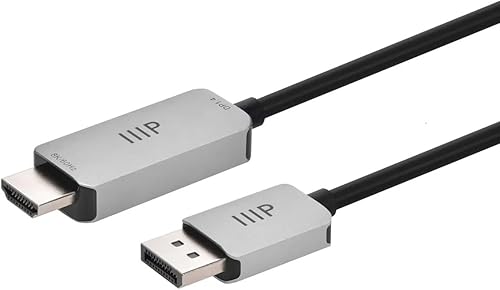 Monoprice Cable DisplayPort 1.4 a HDMI 8K - 8K a 60Hz, ancho de banda de hasta 32.4 Gbps, 32 AWG, 6 pies, color negro