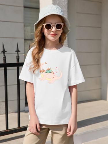 Image of Haloumoning Girls Short Sleeve T-Shirts | Kids, Summer,girls shirts,versized t shirts,Girls T-Shirts,Oversized Tops, Casual Crewneck, Basic Tees 5-14Y