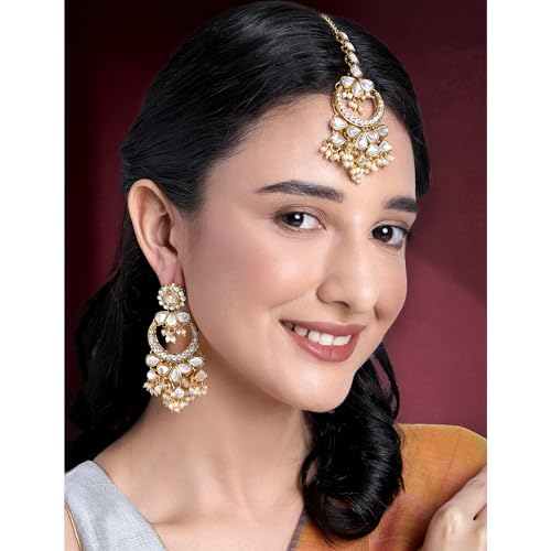 Image of Peora Kundan Faux Pearl Traditional Jewellery Set Gift for Women