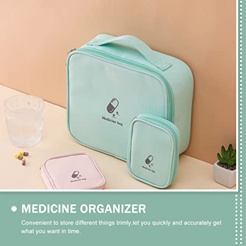 Image of COHEALI Portable Medicine Organizer - Oxford Cloth Pill Case Carrier for Home, Car, Camping, Office, Hiking (10.2x9x3.9in) Blue