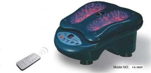 Sunny Health & Fitness Foot Massager with a remote control shown next to it.