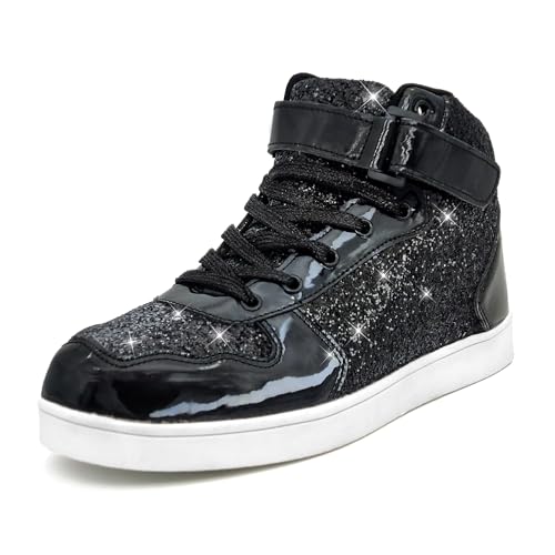 Wooowyet Glitter Shoes Kids High Top Sneakers for Boys Girls Gift Party Birthday Christmas Halloween
