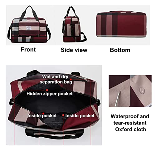 2022 New Foldable Dry/Wet Separation Travel Bag, Knowledee Lightweight Waterproof Foldable Travel Duffel Bag Large Capacity Expandable Folding Women's Sports Gym Tote for Sports, Camping (Blue)2